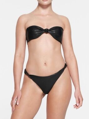 SKIMS Liquid Shine Swim Knotted Bandeau Bikini Top and Cheeky Bikini Tanga set